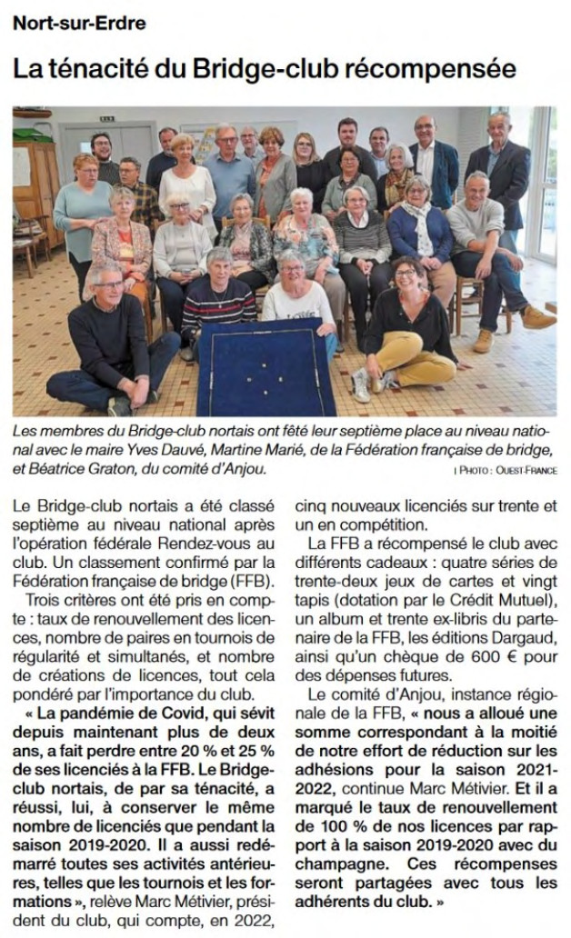 La ténacité du Bridge-club récompensée