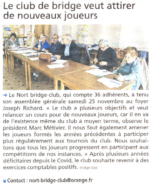 Le club de bridge veut attirer de nouveaux joueurs